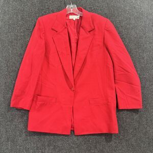Vintage Christian Dior Blazer Womens 10 Red Wool Single Button Jacket 80s